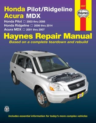 HAYNES MANUALS N. AMERICA, INC. Honda Pilot Ridgeline & Acura Mdx Shop Repair Service Manual Book