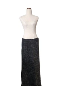 Yves Saint Laurent Black Glitter Skirt F 42 US 10 Long Wool Blend Made France - Picture 1 of 6