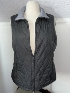 LL BEAN Quilted Reversible Vest Womens Size Small Full Zip Pockets Gray - Picture 1 of 6