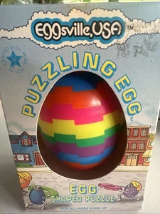 Eggsville USA puzzle a forma di uovo Peoria Plastics Bleyer Industries vintage raro - Foto 1 di 15