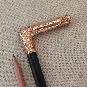 Antiker Gehstock mit Goldgriff Stock graviert Repousse GF gefüllt RF Simmons Co - Bild 1 von 17
