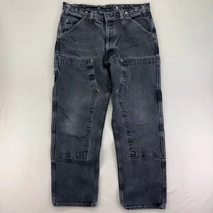 Vintage Wild Ass Double Knee Jeans Mens 38x32 Black Faded 90s Workwear USA - Picture 1 of 10
