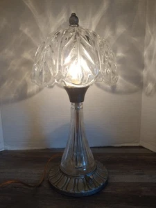 Beautiful Crystal Glass Table/ Desk Lamp pressed glass Metal Base 16" Tall - Picture 1 of 10