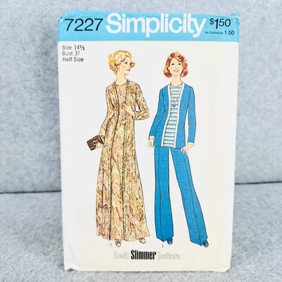 Simplicity 7227 Top Pants and Caftan Dress Misses Half Size 14.5 Sewing Pattern - Image 1 of 4