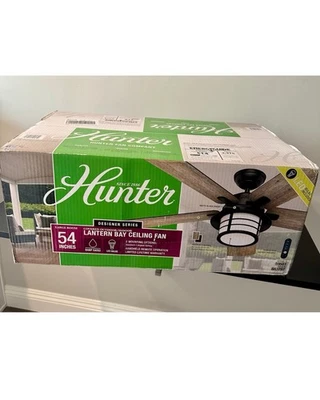 Hunter 59581 Lantern Bay 54” Ventilador de techo Luz LED Control remoto Interior/Exterior Nuevo en caja Foto 1 de 4