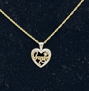 10K JCM Yellow Gold Diamond Heart PENDANT with dainty 12K GF Gold Chain - Picture 1 of 7