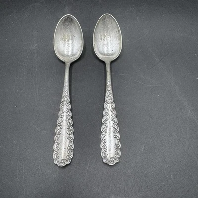 WM Rogers AA FLORIDA Plato de Plata Antiguo Vintage 2 Cucharaditas Cucharaditas Foto 1 de 4