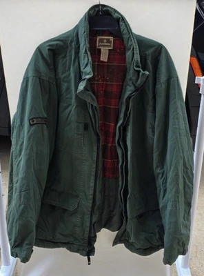 Abrigo chaqueta con capucha XL-Ruff tallado verde oliva cremallera completa utilitario mezcla de lino Foto 1 de 4