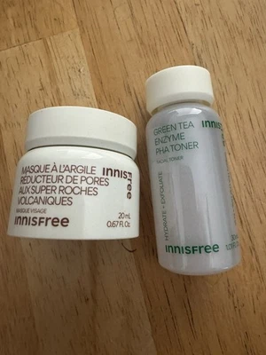 Tónico PHA enzima té verde Innisfree y máscara de arcilla de poro súper volcánico Foto 1 de 3