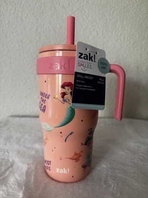 Vaso con mango de paja Zak Designs Princess Kids 18 oz Foto 1 de 4