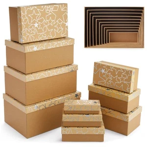 Silver Star Nesting Boxes with Lids, 10 Assorted Sizes (10 Pack) - Picture 1 of 10