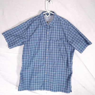 Arrow Mens Performance Button Shirt XLT Tall Blue Plaid Classic Office Casual - Image 1 of 4