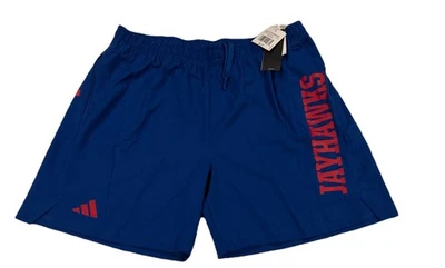 Adidas NCAA Kansas Jayhawks Team Issued Shorts Mens XL 7” Woven Lawrence Blue - Image 1 of 4
