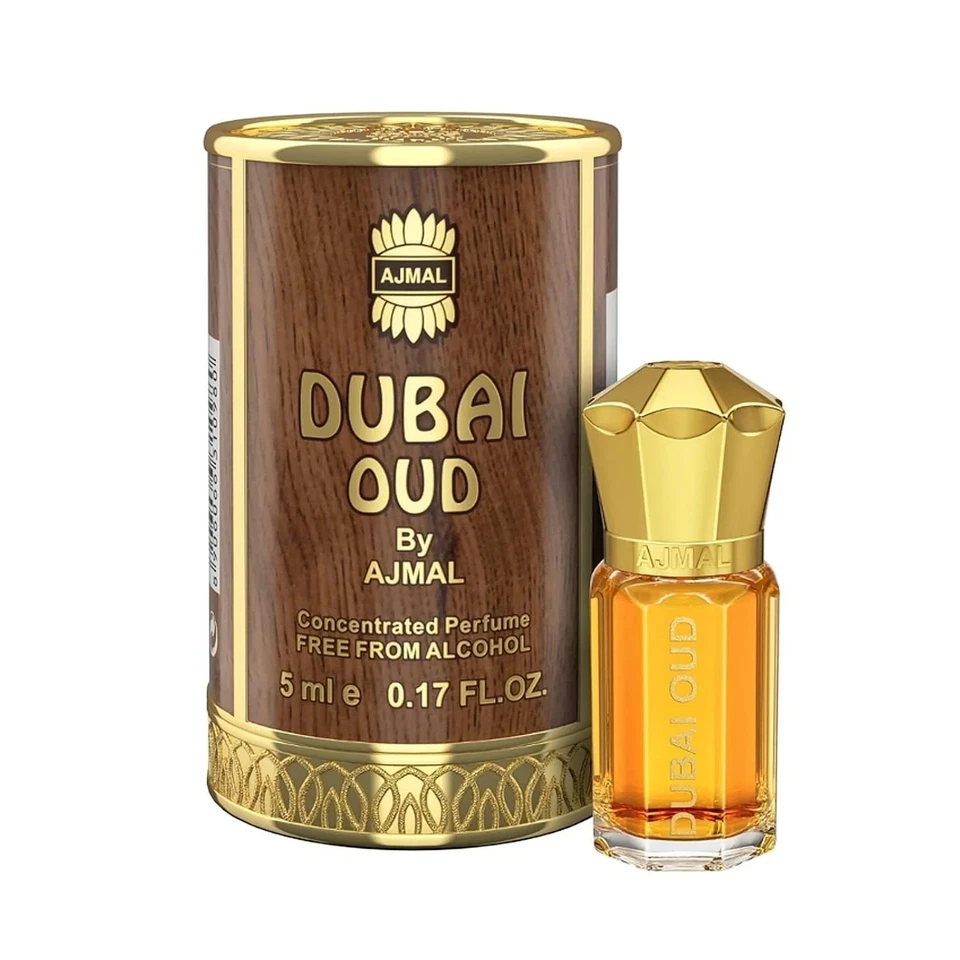 Ajmal DUBAI OUD Attar | Ambery & Woody Fragrance | Unisex Non-Alcoholic 5ML