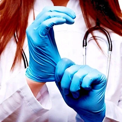 100 guantes de examen médico azules desechables de nitrilo de 4 mil látex sin polvo S M L XL Foto 1 de 4