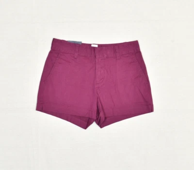 NOVO Shorts Feminino Gap Chino City Zíper Cintura Média Sólida Algodão Roxo Tamanho 0 - Imagem 1 de 4