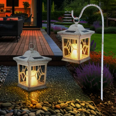 Solarleuchte Stecklampe Außen Gartenleuchte Erdspieß Grablampe Glas LED 2er Set - Bild 1 von 4