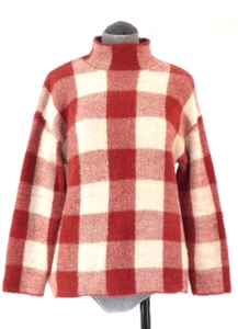 Zara Girls Jumper Red Gingham Check Knit High Neck Fluffy Fuzzy Age 10 yrs - Picture 1 of 19