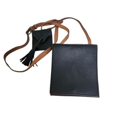 Bolso Bandolera Carlos Santana Negro Marrón Imitación Cuero Con Borla Cartera Cambiador Foto 1 de 4