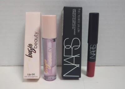 2 ITEMS BASIC BEAUTY Lip Oil 3.2g & NARS Velvet Lip Pencil in Cruella 1.8g NEW - Image 1 of 4