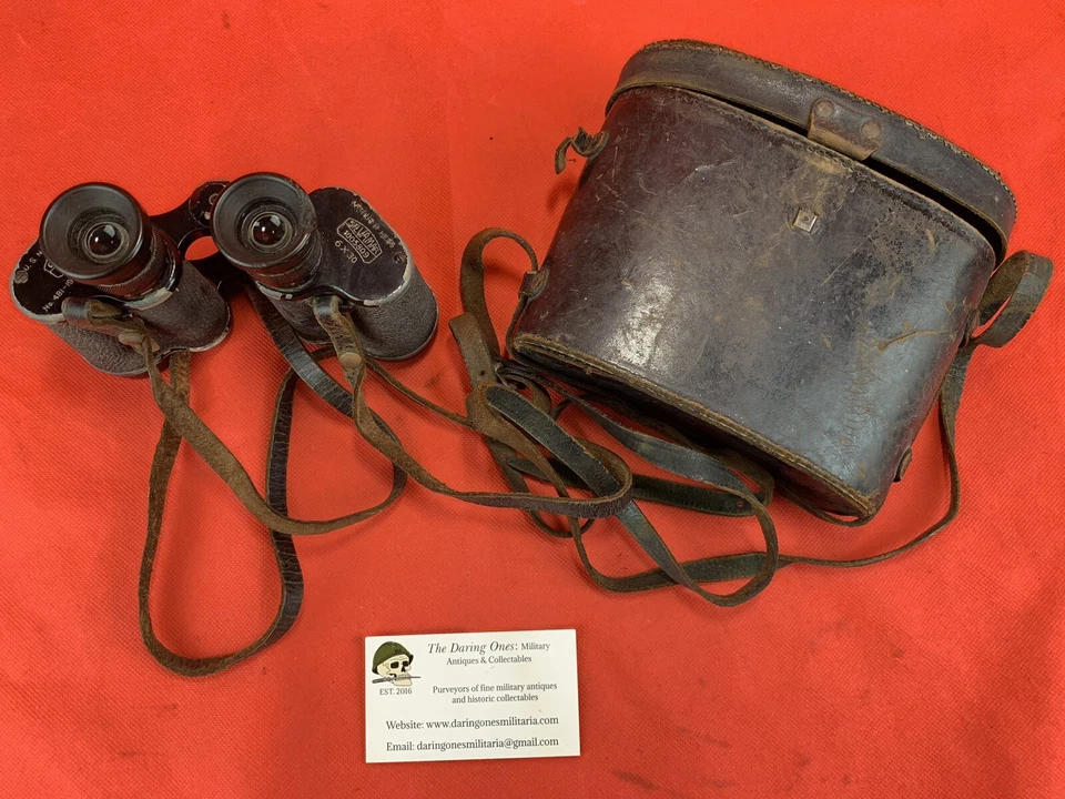 Binoculares Carl Zeiss originales de la Segunda Guerra Mundial estuche de cuero de la Marina de los Estados Unidos USN Foto 1 de 4