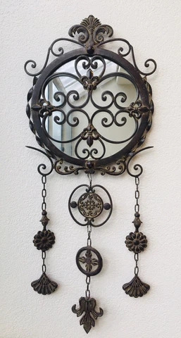 Vintage Cast Iron Ornate Decorative Wall Mirror French Gothic 39" Total Length Cover