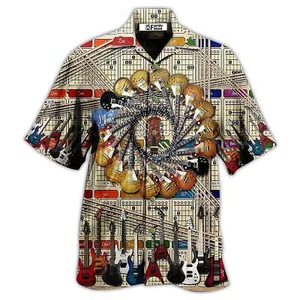 Guitar Cool Vintage Style Hawaiian Shirt - Picture 1 of 2