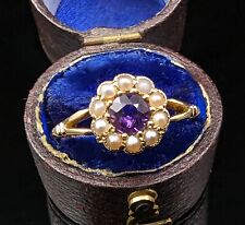 Antique Amethyst and Pearl cluster ring, 18ct gold, floral
