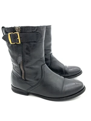 Burberry Kerry Black Leather Buckle Shearling Boots Size 38 8 Women - Изображение 1 из 4