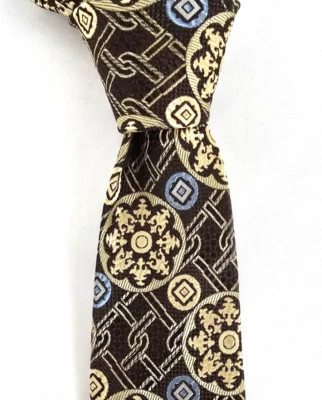 Vintage SULKA Tie Brown Gold Blue 56x3.25” Retro 60s 70s Necktie Exc Cond - Image 1 of 4