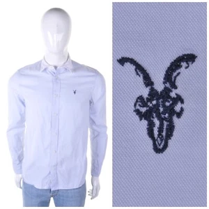 ALL SAINTS Vintage Formal Shirt M Slim Fit White Collar Blue Preppy Mod Designer - Picture 1 of 11