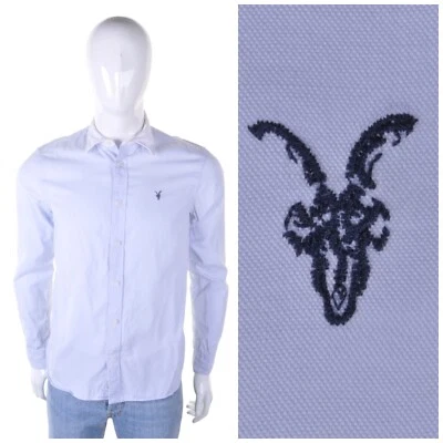 ALL SAINTS Vintage Formal Shirt M Slim Fit White Collar Blue Preppy Mod Designer - Image 1 of 4