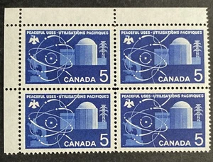 Canada #449 MNH Corner Block Stamps 1966 - Atomic Research (SG# 574) - Picture 1 of 1