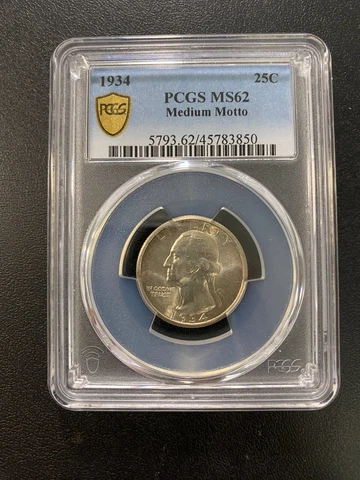 1934 WASHINGTON QUARTER PCGS MS-62 - UNCIRCULATED - GOOD DATE - CERTIFIED - 25C Cover