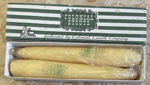 Vintage Colonial Stouts Candles of Hyannis 10” Yellow One Pair NEW IN BOX - Picture 1 of 7