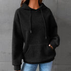 Women Spring Fall Solid Color Lapel Crewneck Hooded Long Sleeve Sporty Pullovers