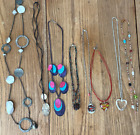 Lot Of 8 Vintage To Modern Colorful Necklaces Glass Metal Shell Beads