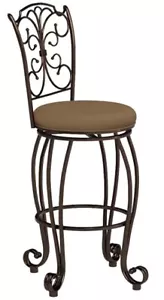 Linon Gathered Back Swivel Bar Stool 30", Bronze/Light Carmel - Picture 1 of 11