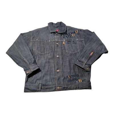 FUBU Platinum Denim Jean Jacket Mens Size XL Gray Fab Albert Embroidered  - Image 1 of 4