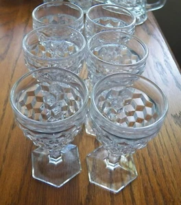 6 Fostoria American 4 1/4" Weinkelche Sechseckfuß Top Zustand - Bild 1 von 4