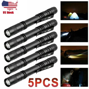 5X Super Bright LED Flashlight Clip Mini Light Penlight Pocket Portable Pen Lamp - Picture 1 of 9