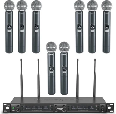 Phenyx Pro Wireless Microphone System, Eight-Channel Wireless Mic, w/ 8 Handheld - Image 1 of 4