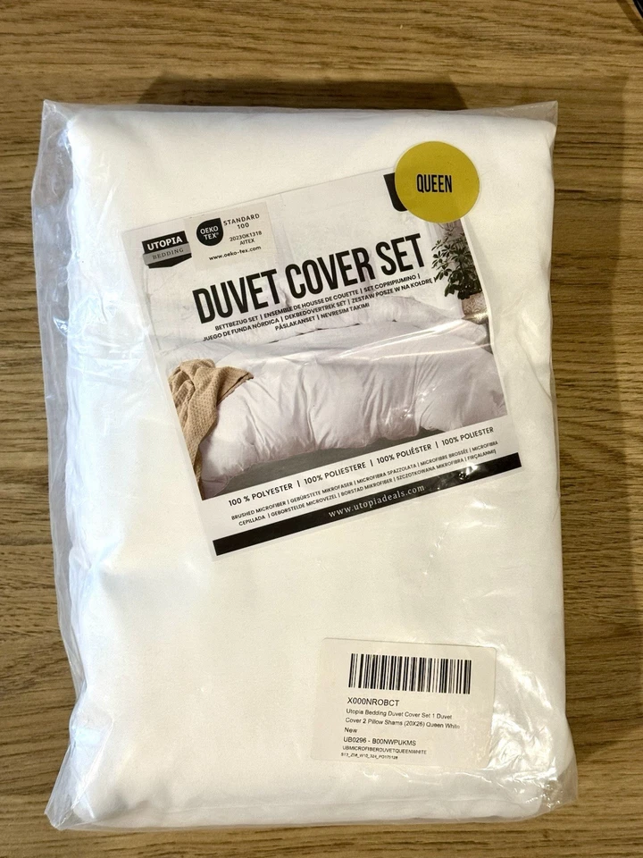 Queen Duvet Cover Set 3 Pcs 1 Duvet Cover 2 Pillow Shams Hotel Quality Utopia - Image 1 of 1