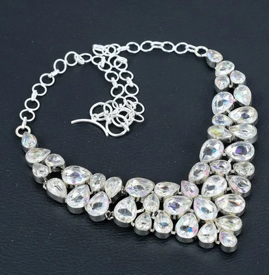 White Topaz Gemstone 925 Sterling Silver Jewelry Necklace Size-18" - Image 1 of 4