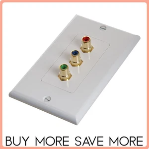 3 RCA Wall Plate Audio Video RCA Female Coupler Type Connectors Faceplate White - Picture 1 of 1