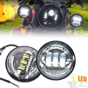 For Electra Glide 1998-2015 4.5Inch Chrome LED Passing Light Black Fog Spot lamp - Picture 1 of 10