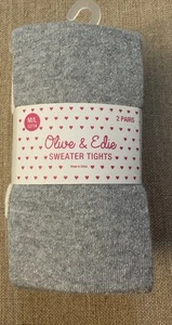 OLIVE & EDIE 2 pair Sweater Tights Big Kid Girls Size L Shoe Size 2-6  NWT Gray - Picture 1 of 3