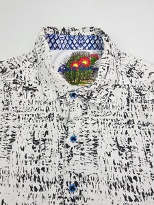 Robert Graham Classic Fit Linen 4XL Mens White Black Blue Pattern Short Sleeve - Picture 1 of 10