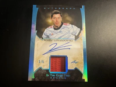 2022 Leaf In The Game Used Jersey Kit Patch Robert Lewandowski Auto 3/5 - Image 1 of 2