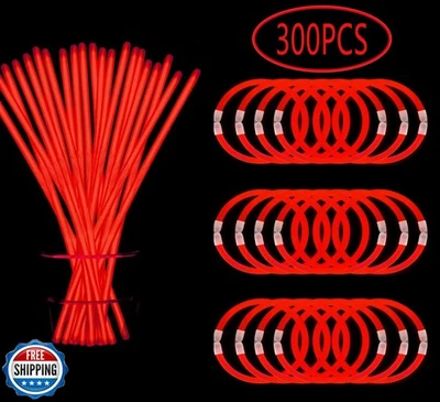 Pulseras y collares YOFOBU 300 PIEZAS palos rojos brillantes a granel que brillan en la oscuridad  Foto 1 de 4